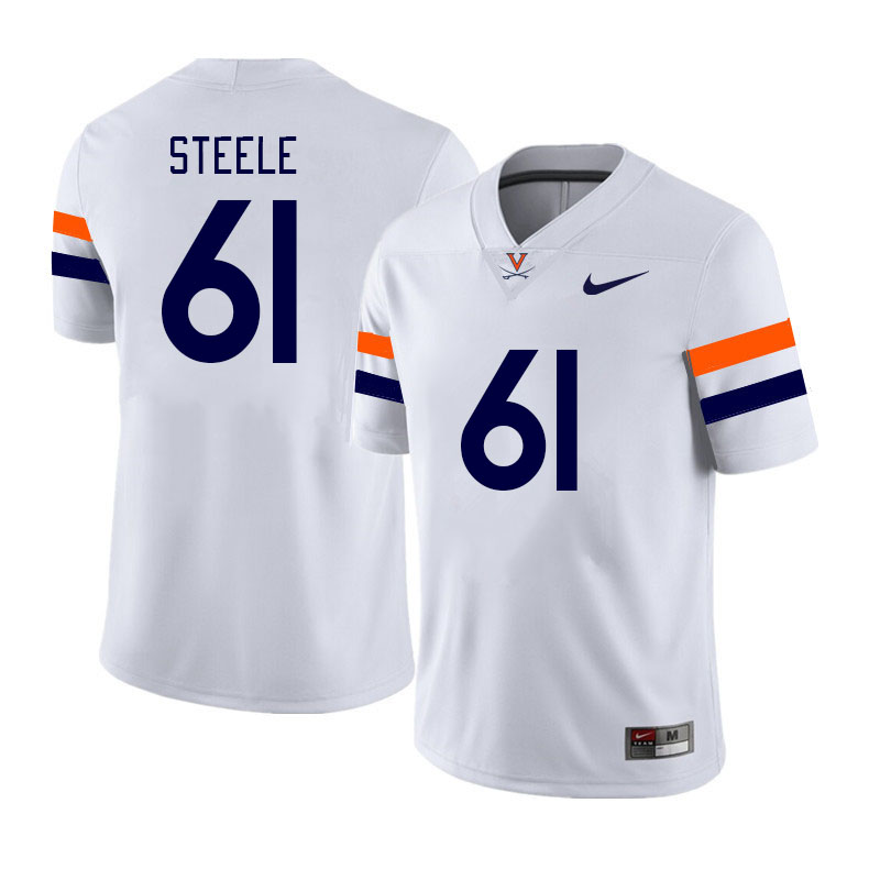 Men #61 Dane Steele Virginia Cavaliers College Football Jerseys Stitched Sale-White